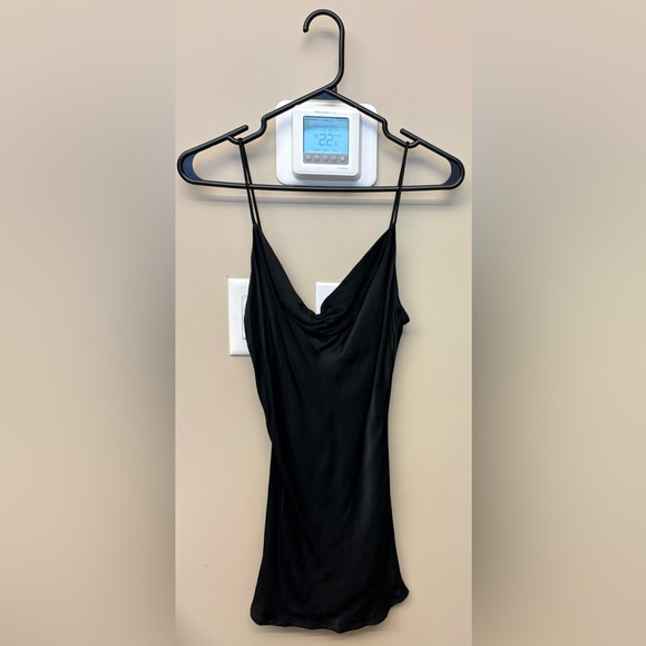 Zara black silky short lingerie spaghetti strap ruched bust short mini dress XS - Picture 2 of 8